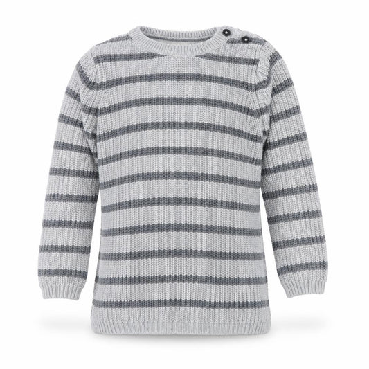 Front view of Next girls’ grey striped jumper, size 5, years