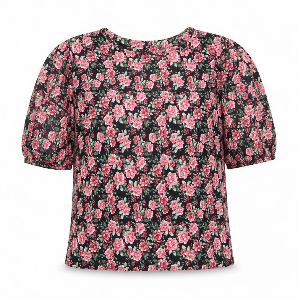 Front view of Primark women’s black floral basic blouse, size S