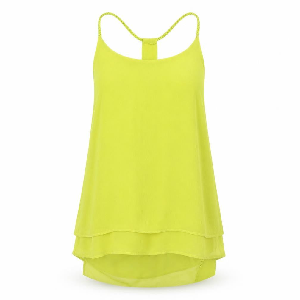 Front view of Cameo Rose women’s green basic tank, size UK 10
