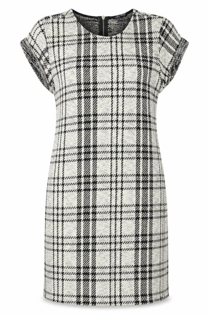 Select Womens White Plaid Jersey T-Shirt Dress  Size 10