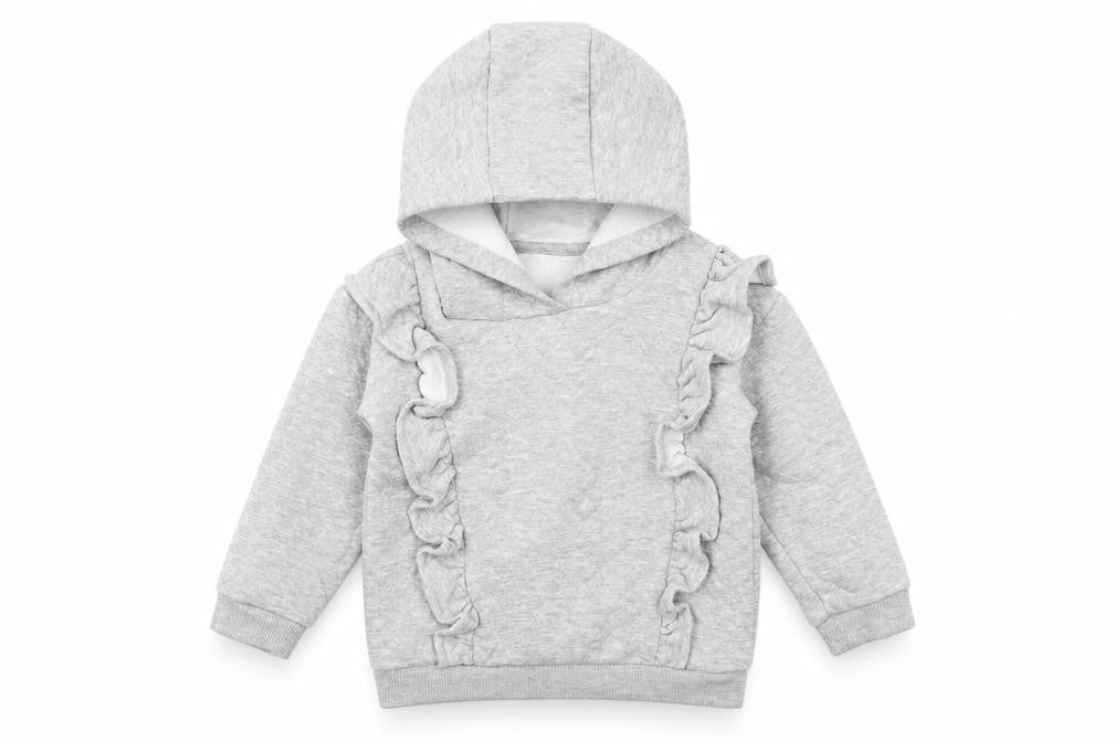 Front view of Matalan boys’ grey jersey pullover hoodie, size 2-3, years