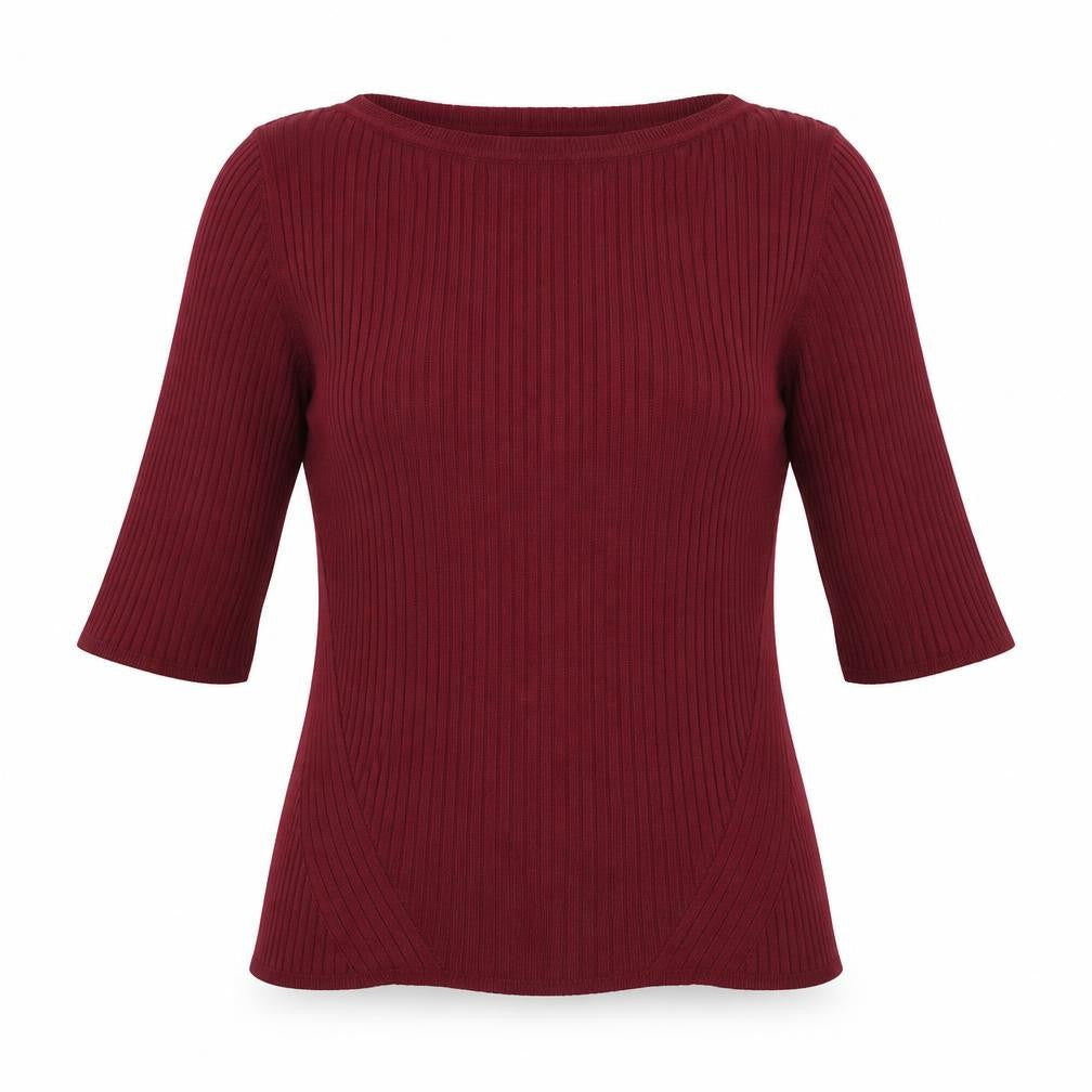 Front view of Marks & Spencer women’s brown knit jumper, size UK 12