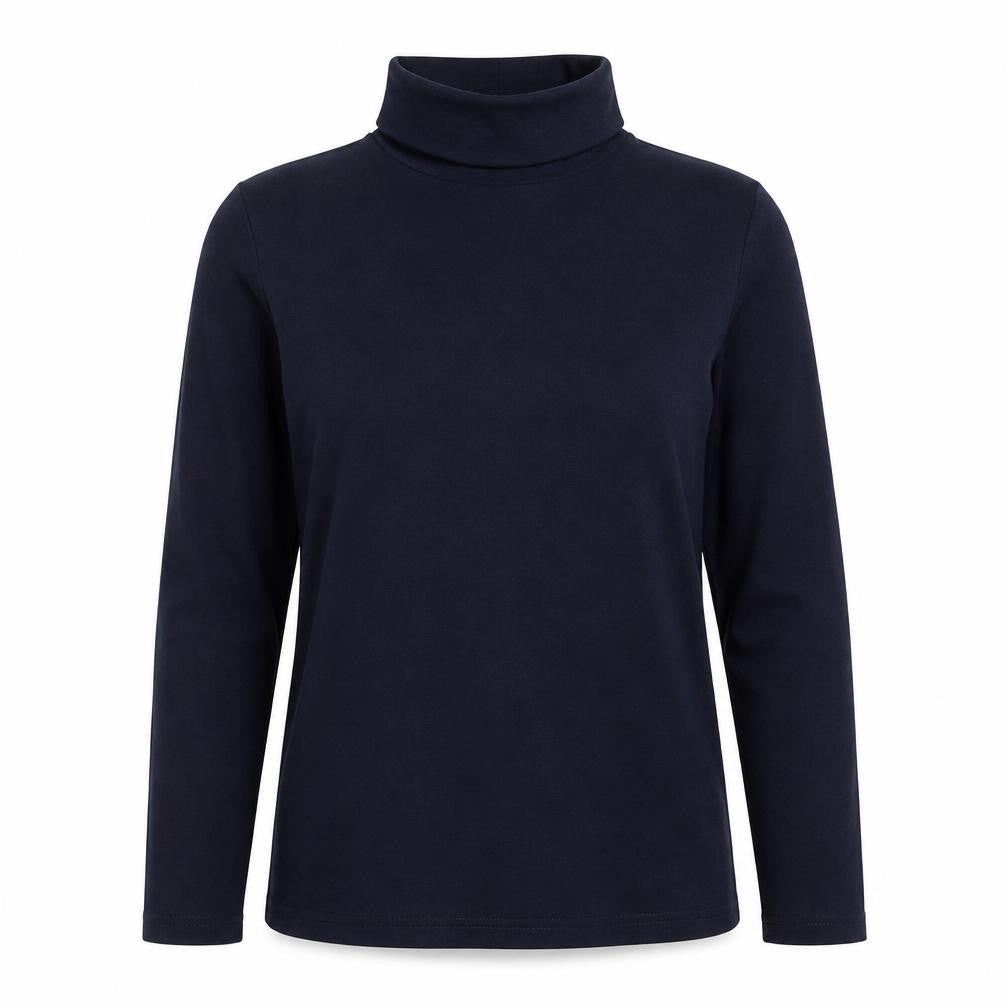 Front view of EWM women’s blue pullover sweatshirt, size UK 12