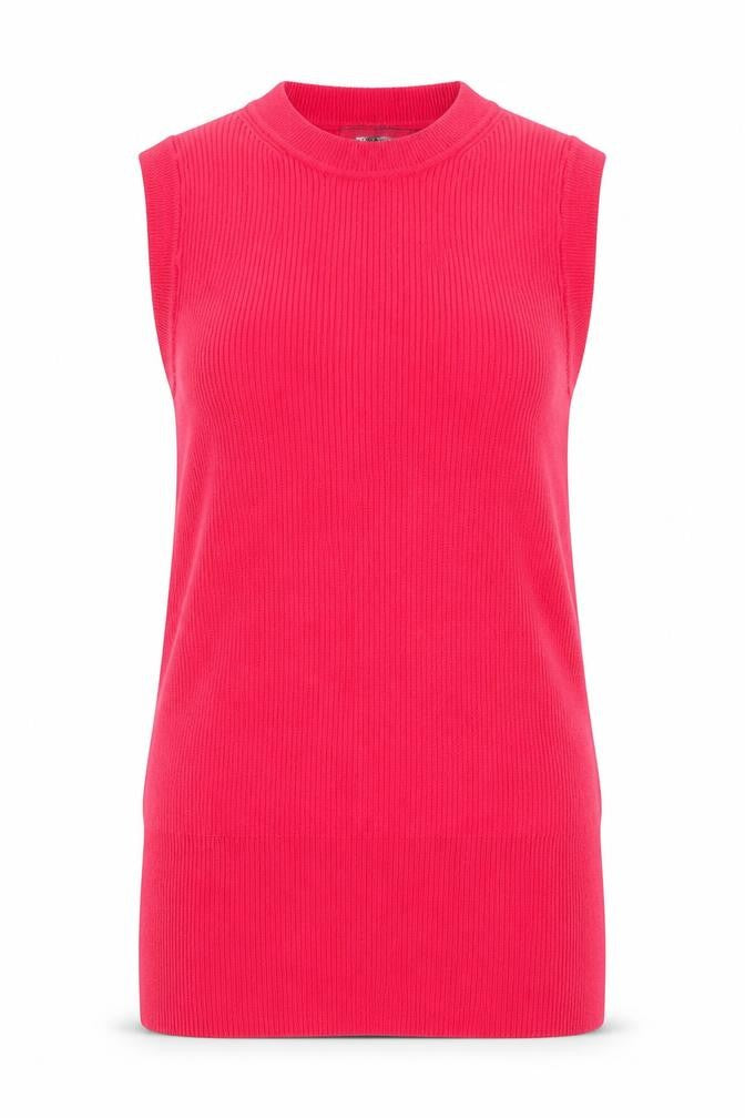Front view of Marks & Spencer women’s red basic tank, size UK 10