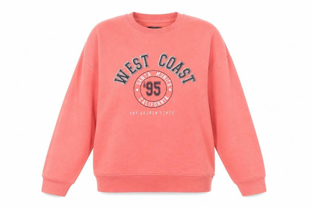 Front view of PRINK women’s pink geometric jumper, size M