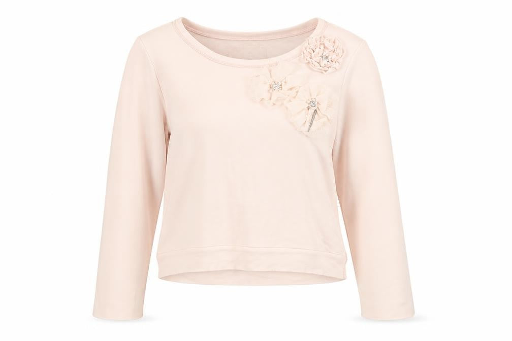 Front view of River Island women’s pink pullover sweatshirt, size UK 16