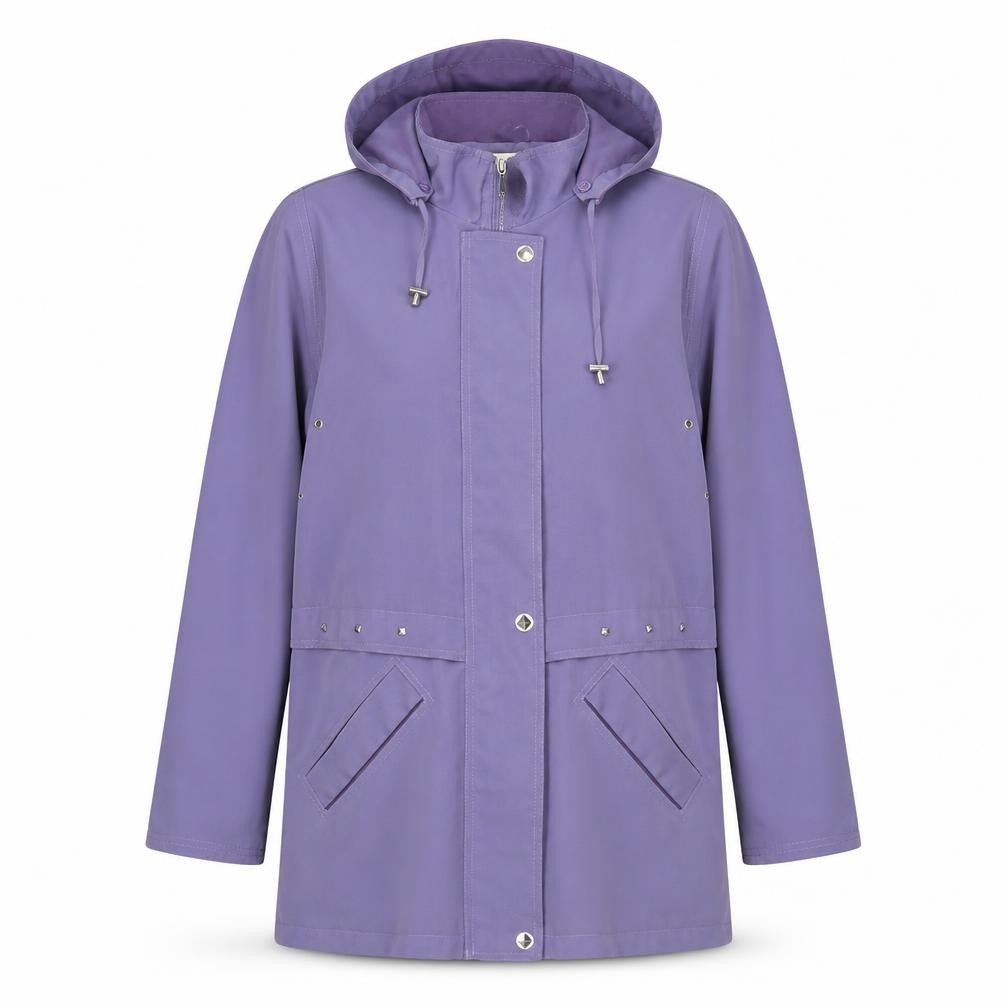 Front view of EWM women’s blue jacket coat, size UK 16