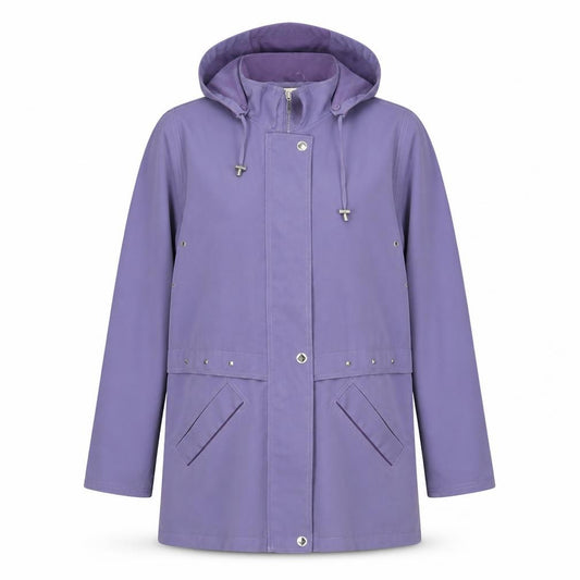 Front view of EWM women’s blue jacket coat, size UK 16