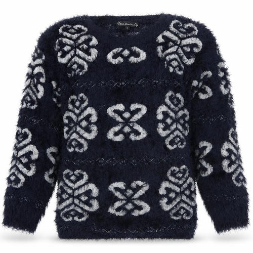 Kela loves london Womens Blue Floral  Pullover Jumper Size L