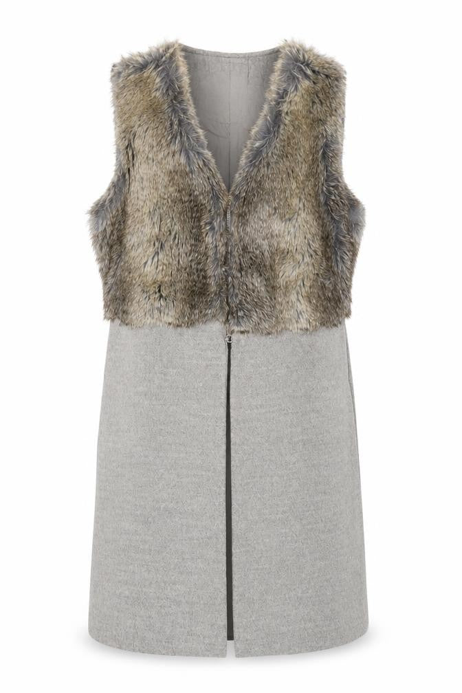 Front view of New Look women’s grey gilet jacket, size UK 8