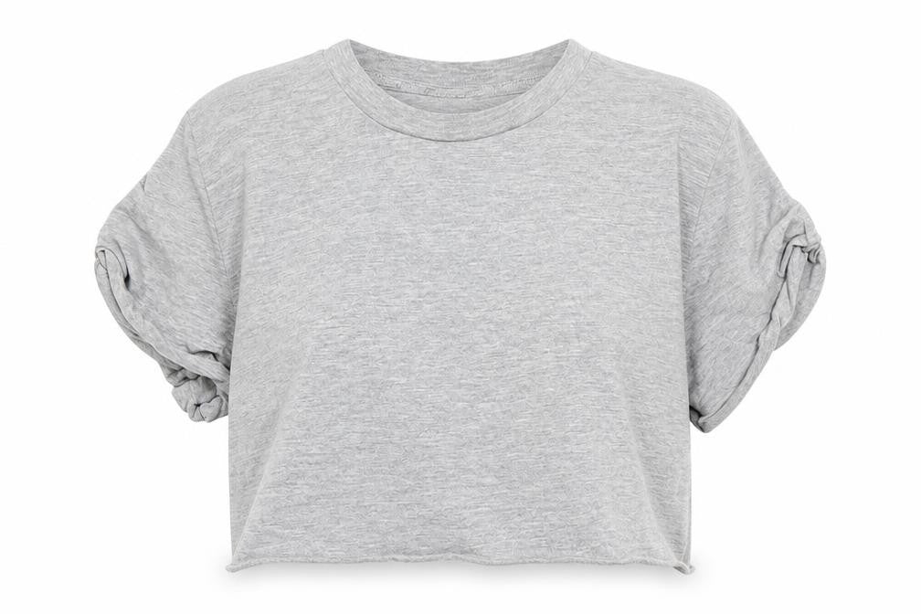 Front view of Topshop women’s grey basic t-shirt, size UK 8