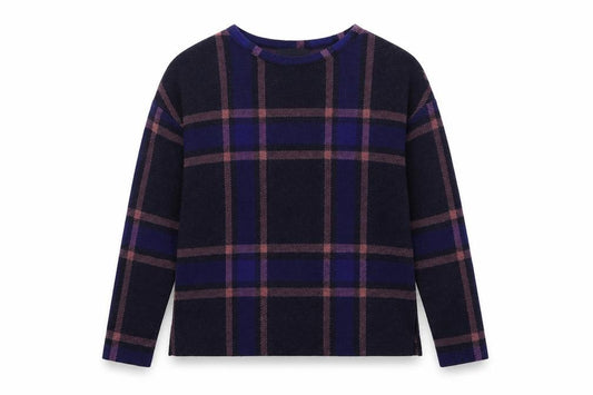 Front view of Marks & Spencer women’s multicoloured check jumper, size UK 10