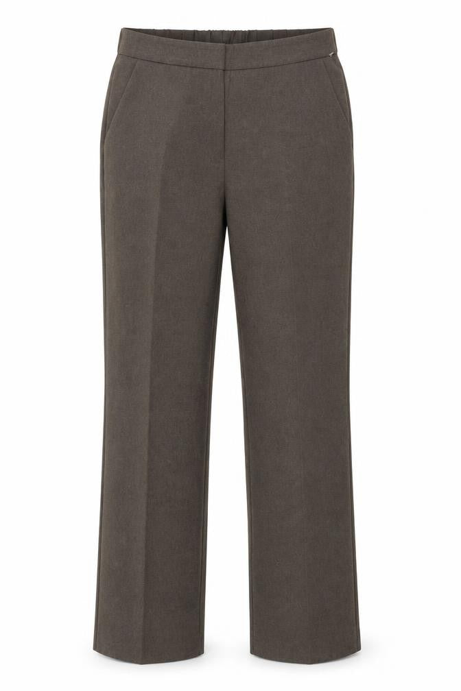 Front view of Bonmarché women’s brown trousers, size UK 10, 29-inch leg