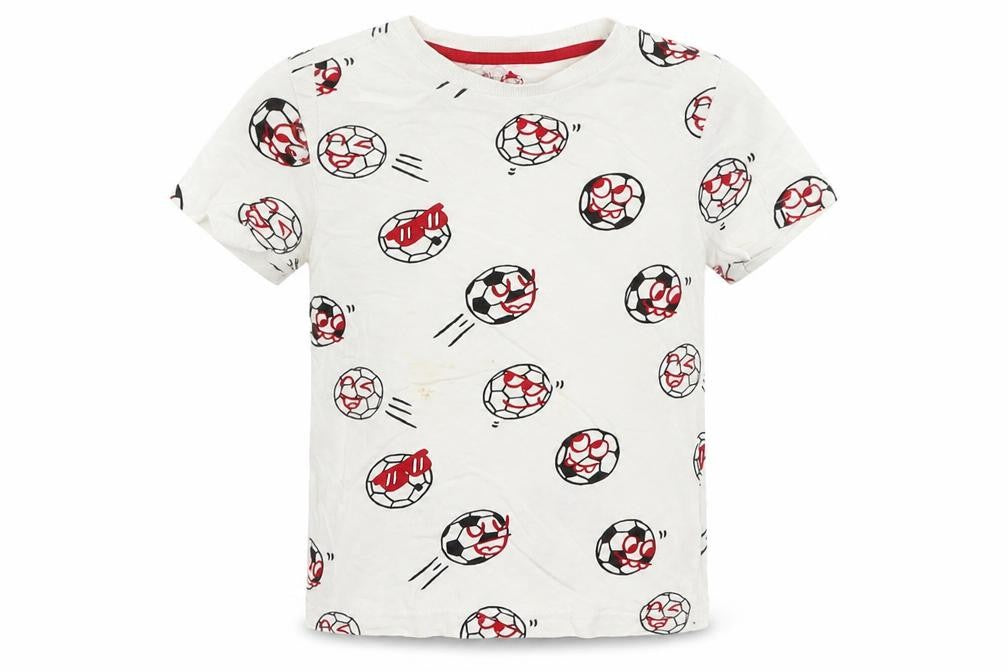 F&F Boys White   Basic T-Shirt Size 5-6 Years  - Football