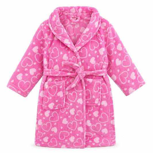 Primark Girls Pink Solid  Kimono Gown Size 5-6 Years  - Hearts