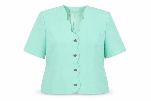 Front view of Preworn women’s blue jacket blazer, size UK 18