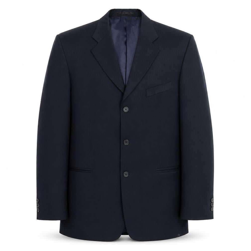 Front view of SAVATINI men’s blue jacket suit jacket, size 42
