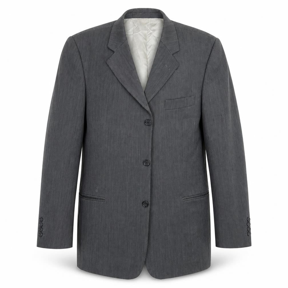 Front view of BHS men’s grey striped jacket suit jacket, size 42