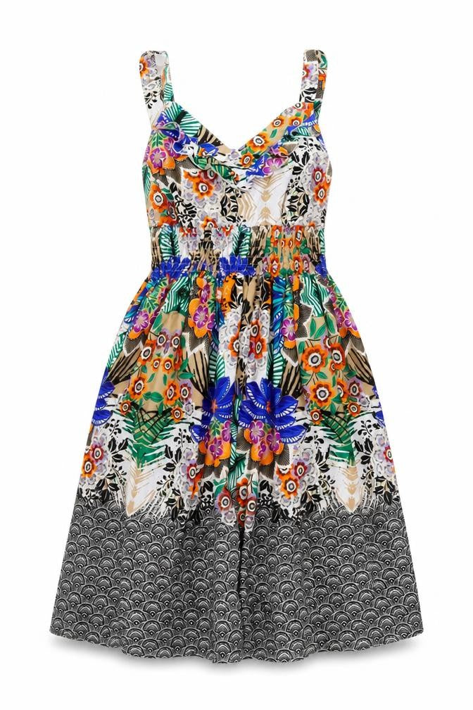 Front view of Pistachio women’s multicoloured floral a-line, size S