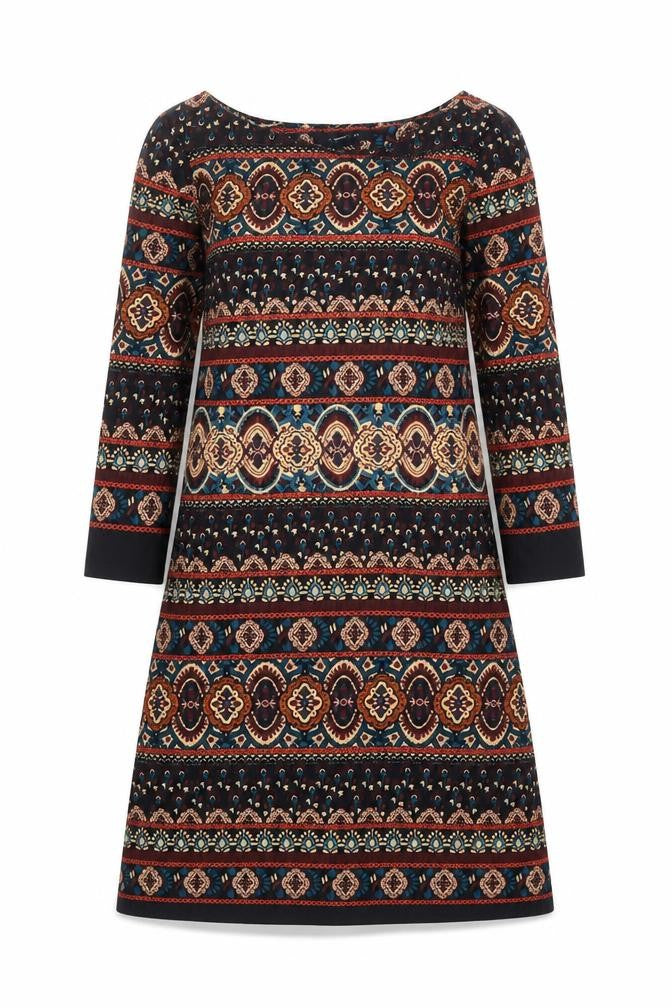 Front view of Primark women’s brown batik a-line, size UK 6