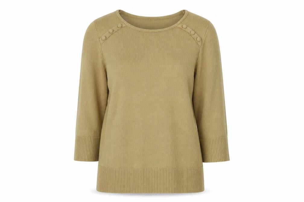 Front view of Klass women’s beige jumper, size M