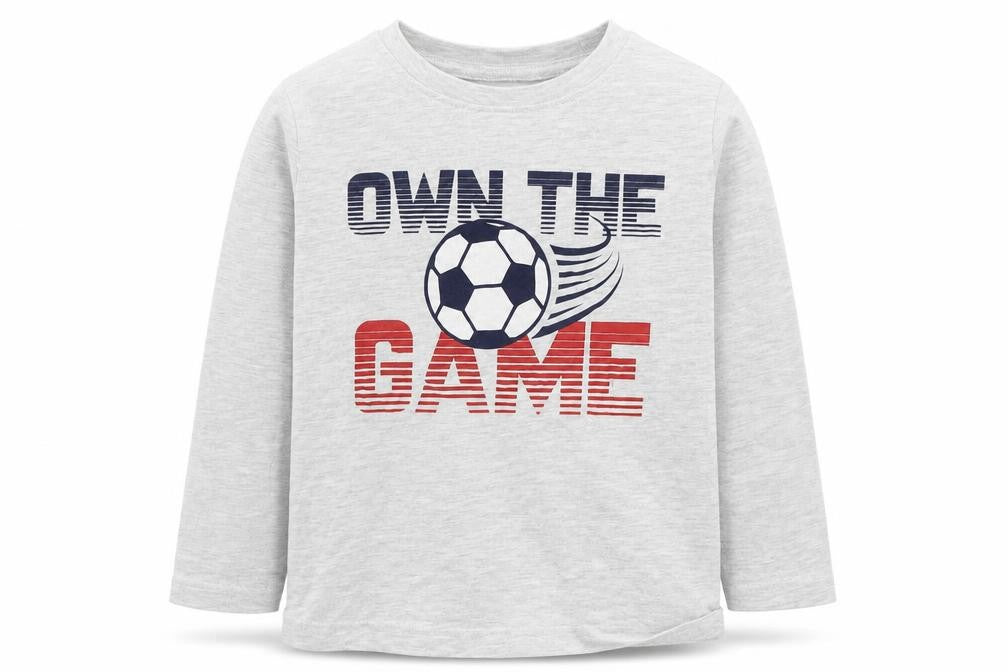 Front view of Primark boys’ grey basic t-shirt, size 2-3, years