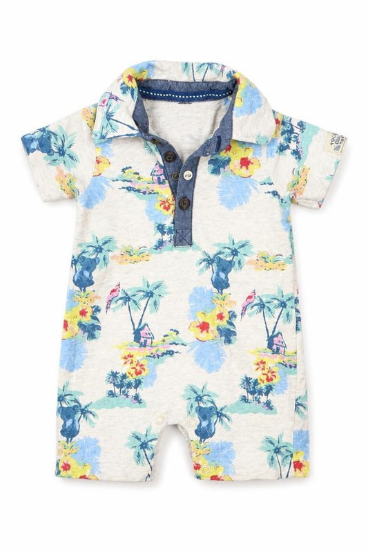 Front view of RJR.John Rocha girls’ grey floral babygrow one-piece, size 0-3, months