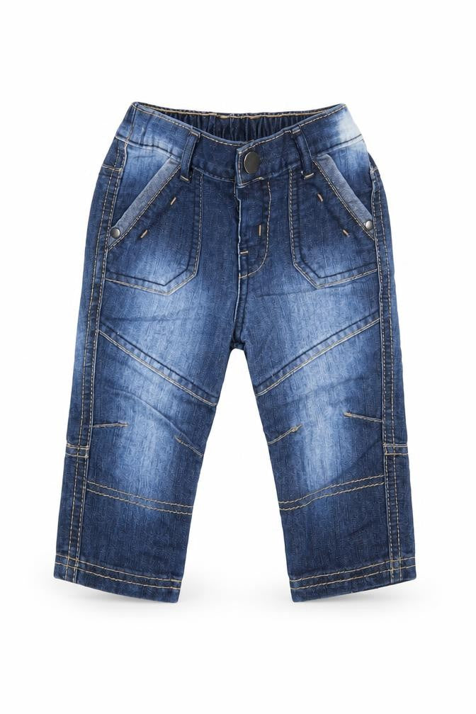 Front view of F&F boys’ beige capri jeans, size 6-9, months