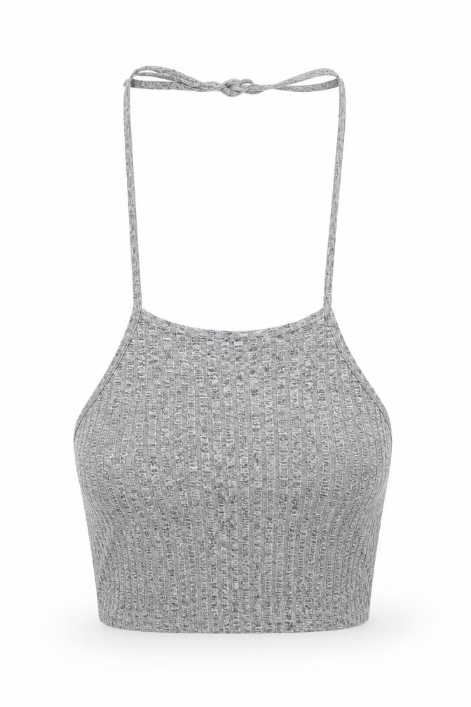 Front view of SHEIN women’s grey basic tank, size M