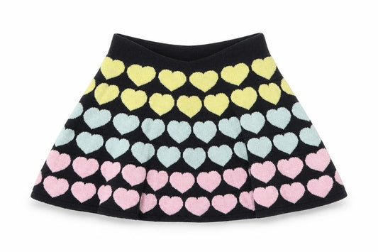 Front view of H&M girls’ black geometric a-line skirt, size 18, months