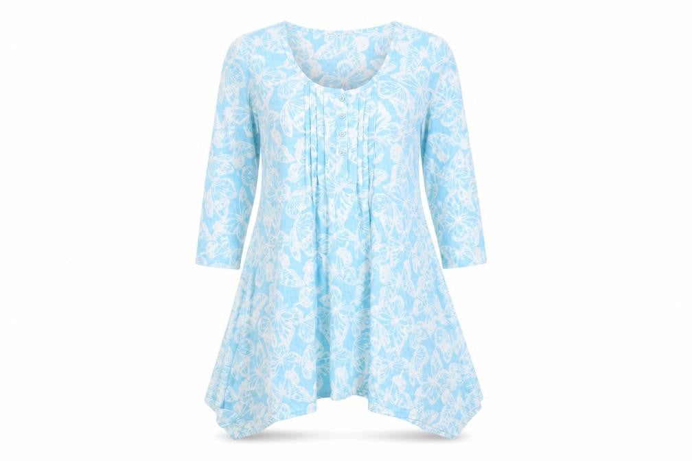 Originals Womens Blue Animal Print   Dress Size 14  - White butterflies pintucks
