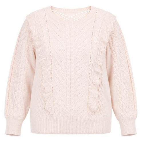 Florence and Fred Womens Pink Geometric  Pullover Jumper Size 10  - Frilled Front Detail