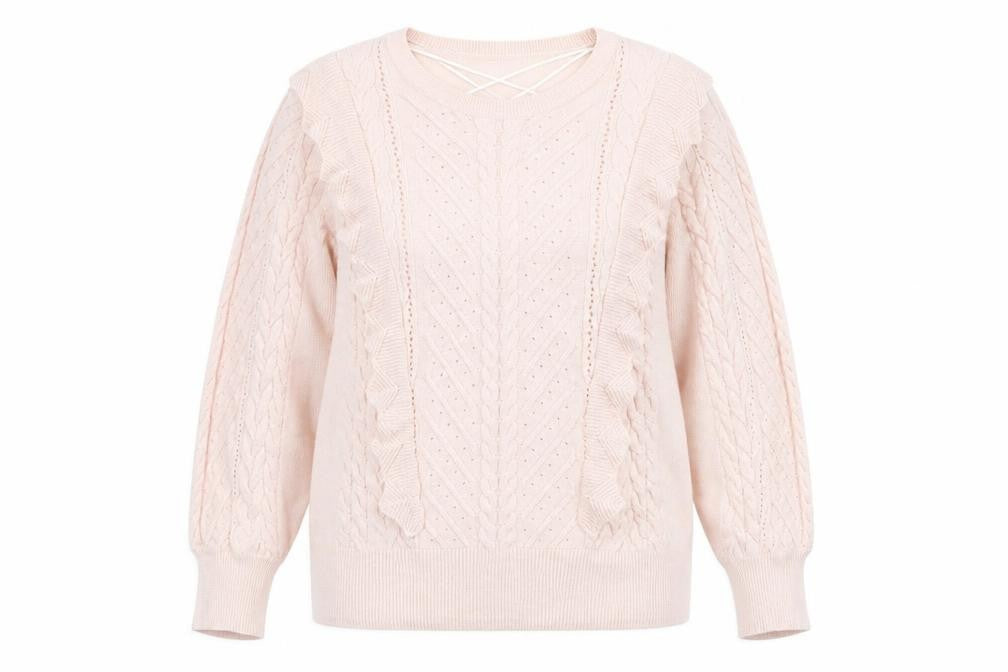 Florence and Fred Womens Pink Geometric  Pullover Jumper Size 10  - Frilled Front Detail