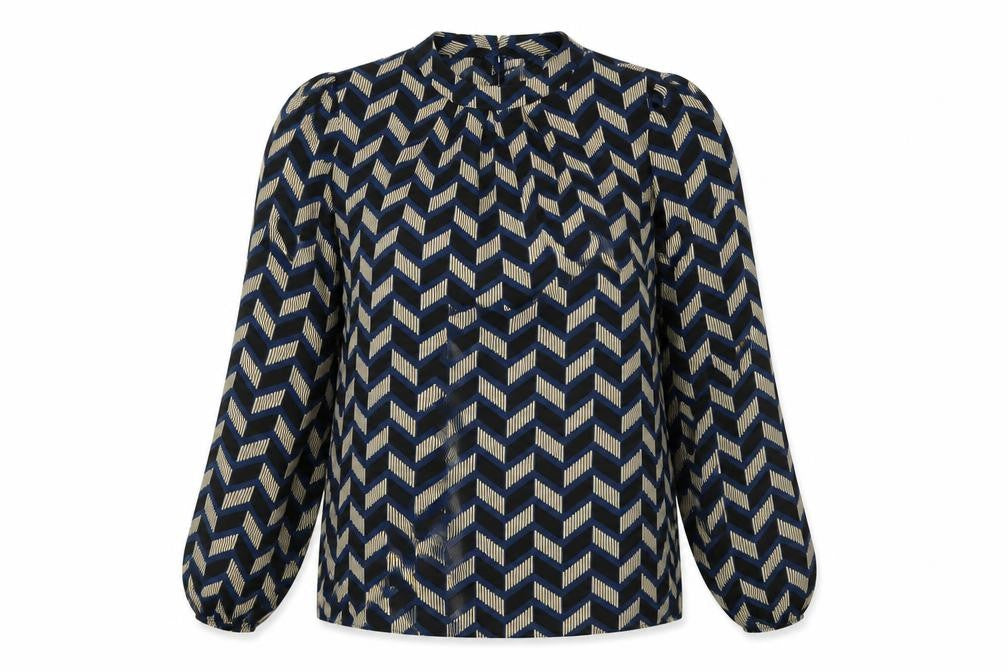 Front view of Stella Morgan women’s multicoloured herringbone basic blouse, size UK 10