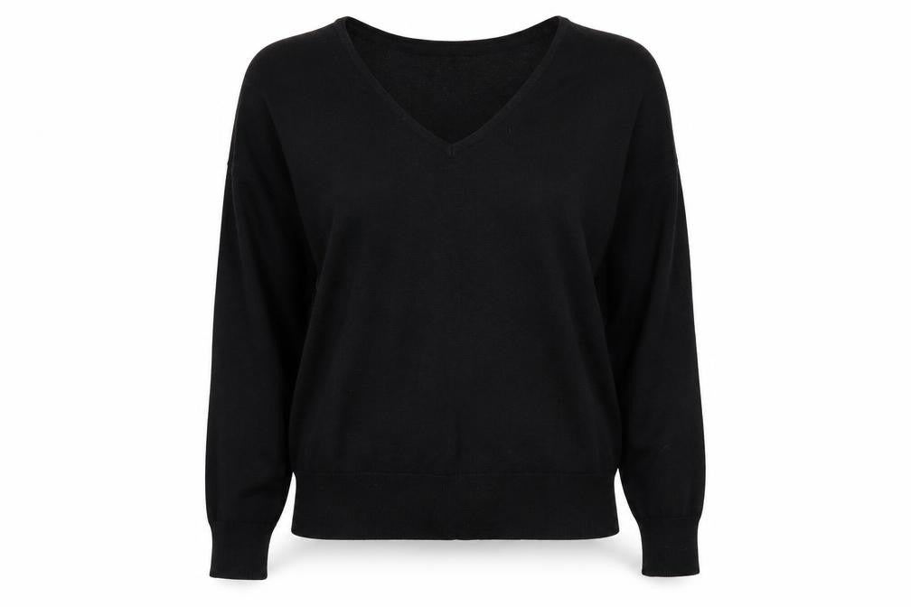 Front view of Capsule women’s black jumper, size UK 12