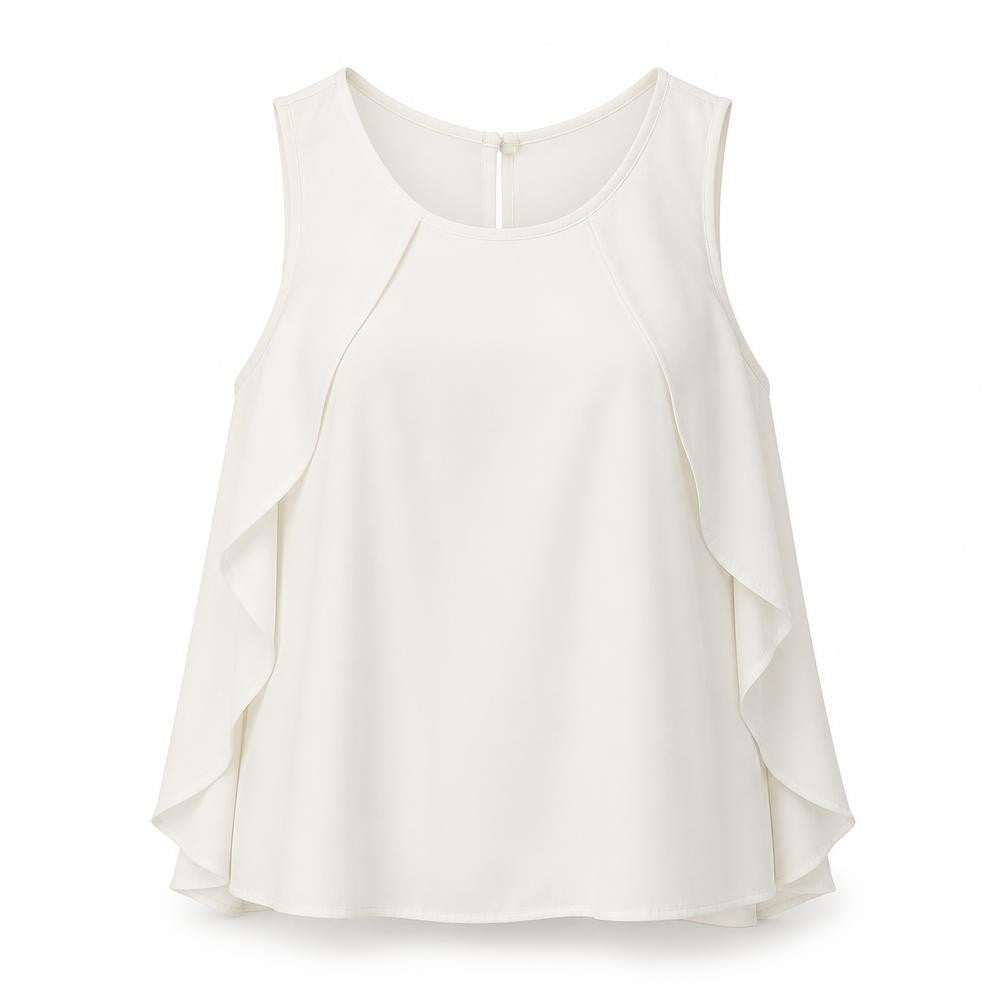 Front view of River Island women’s white basic blouse, size UK 10