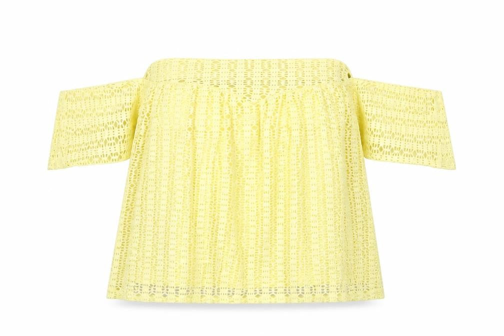 Front view of River Island women’s yellow basic blouse, size UK 8