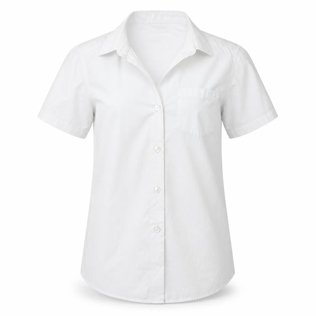 Front view of Lily & Dan girls’ white basic button-up, size 9-10, years