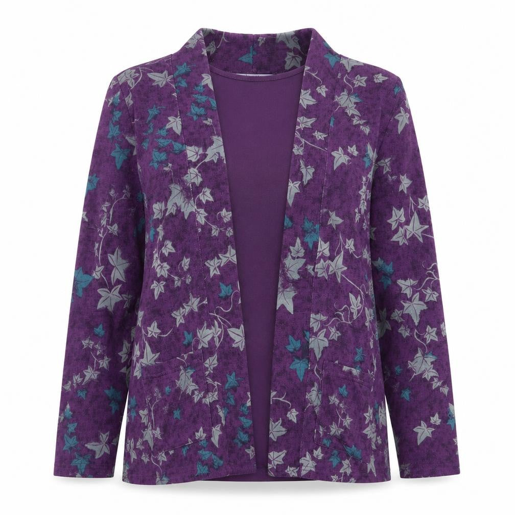 EWM Womens Purple Geometric  Cardigan Jumper Size 12  - Top and cardigan in one