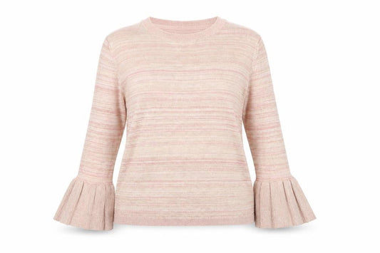 Front view of Marks & Spencer women’s multicoloured striped jumper, size UK 12