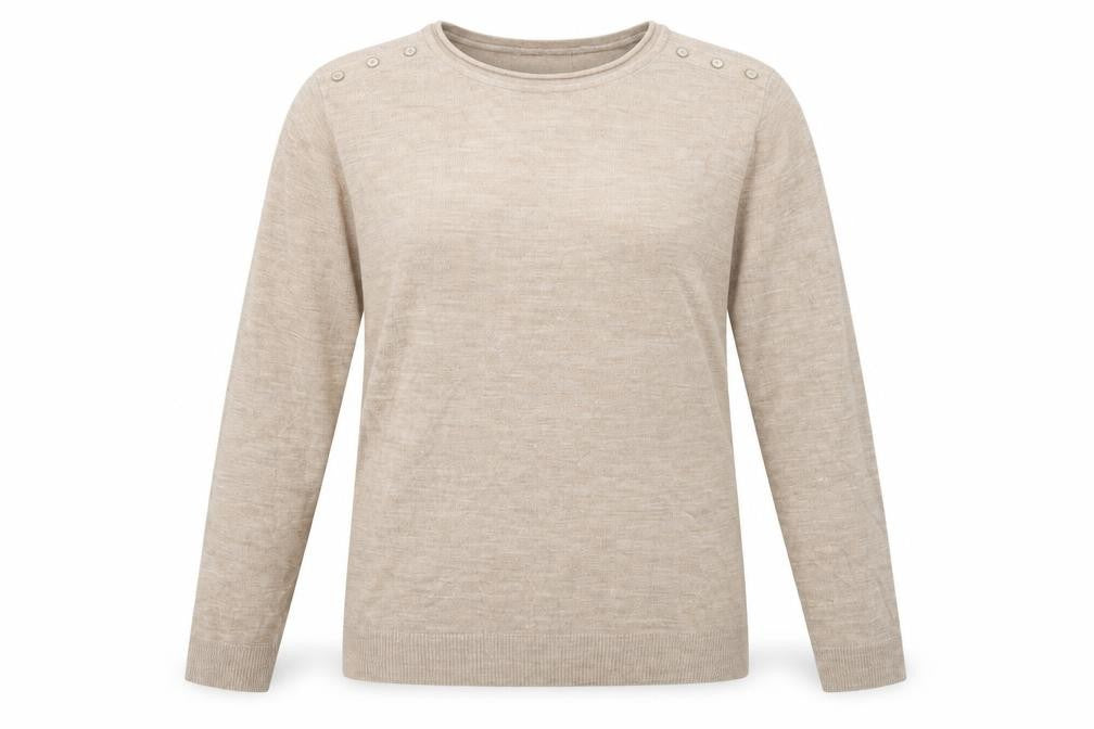 Front view of Atmosphere women’s beige jumper, size UK 14