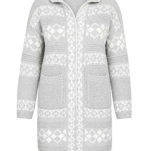 Dorothy Perkins Womens Grey Geometric  Cardigan Jumper Size M