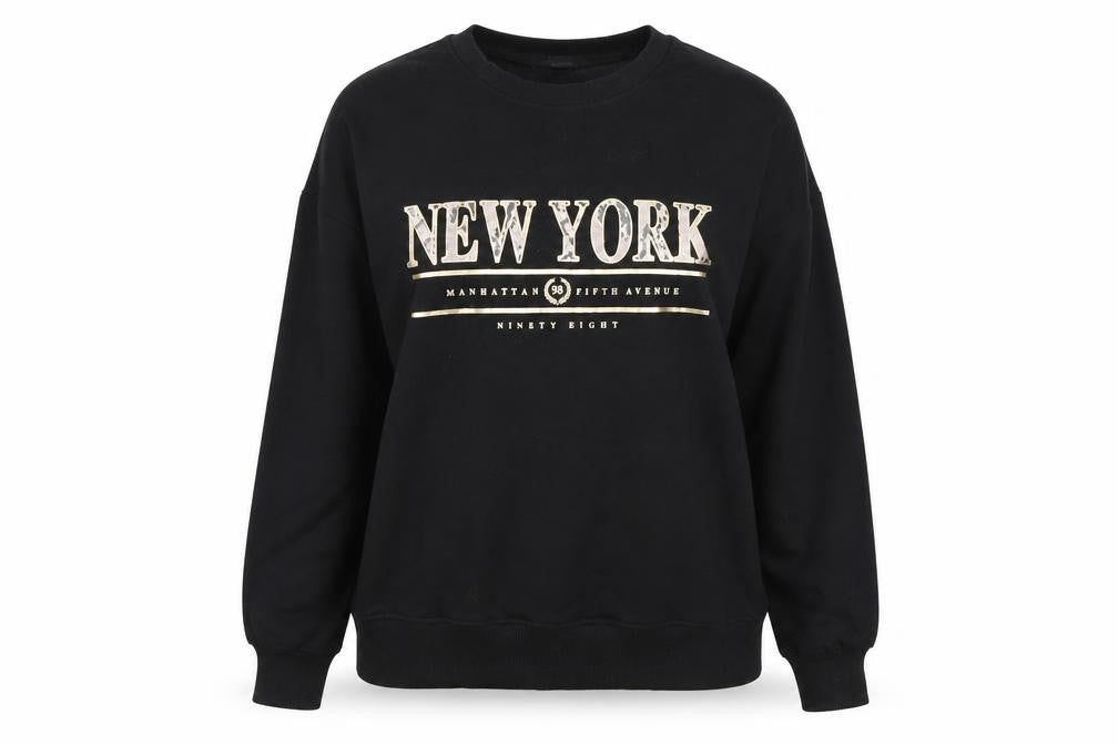 Front view of New Look women’s black jumper, size UK 12