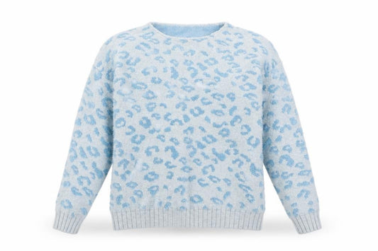 Front view of Preworn women’s blue geometric jumper, size S
