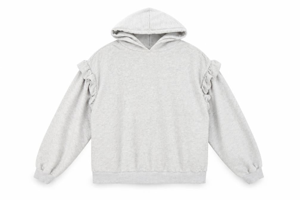 Front view of Primark women’s grey pullover hoodie, size UK 12