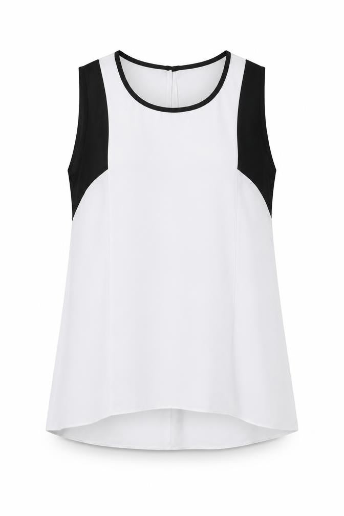 Front view of Atmosphere women’s white basic tank, size UK 12