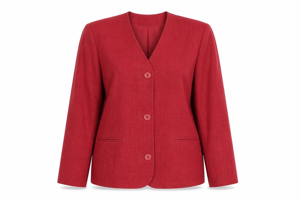 Front view of George women’s red jacket blazer, size UK 12