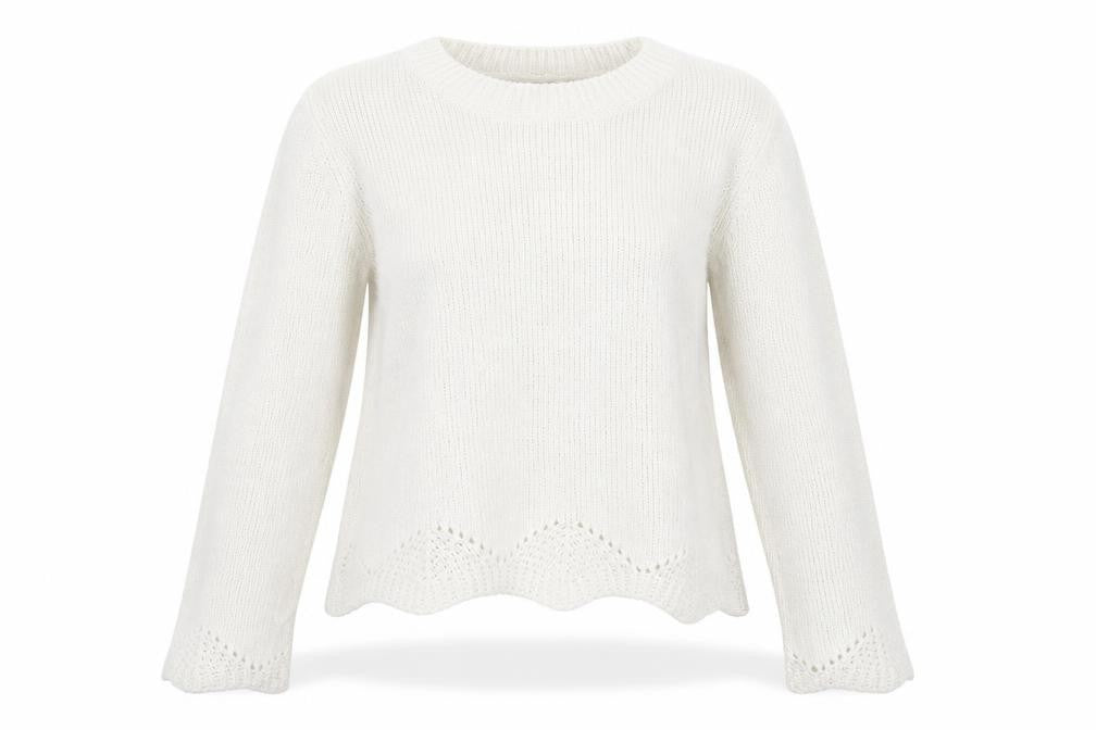 Front view of Primark women’s white knit jumper, size L