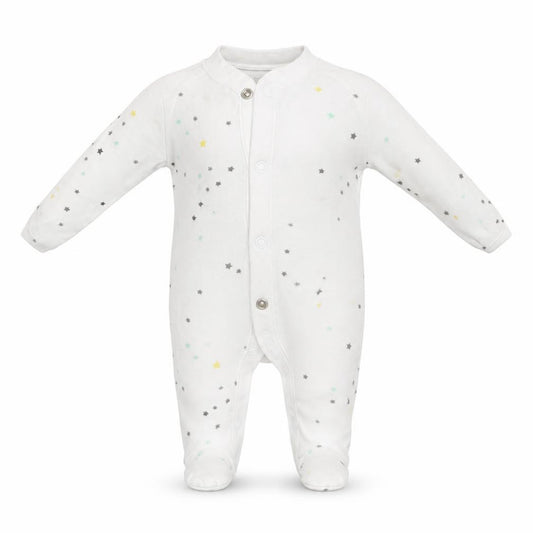 Front view of F&F Baby White Spotted Romper One-Piece Size Newborn