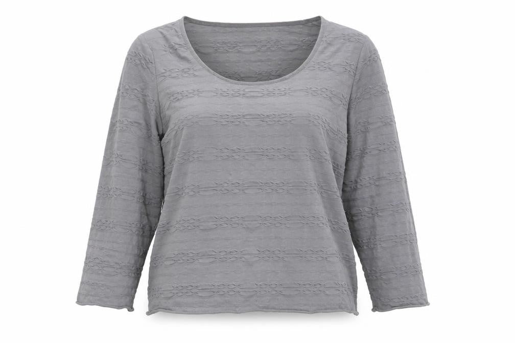Front view of Per Una women’s grey pullover sweatshirt, size UK 16